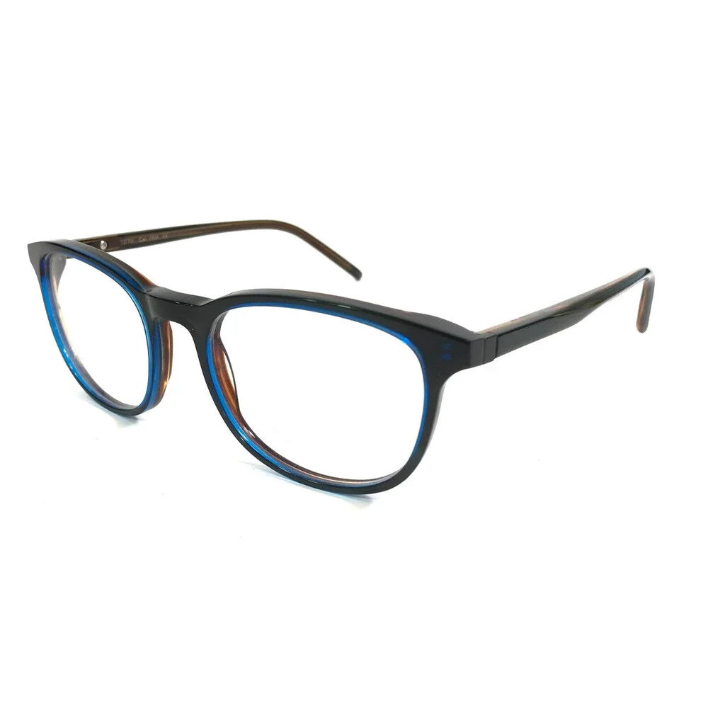 Tom Davies Eyeglasses Frame TD701 Col. 1924 Brown Blue Square Full Rim 50-19-140
